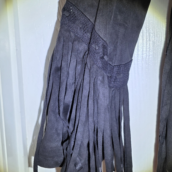 Black Fringe Women's Jacket, Size L - Picture 3 of 4
